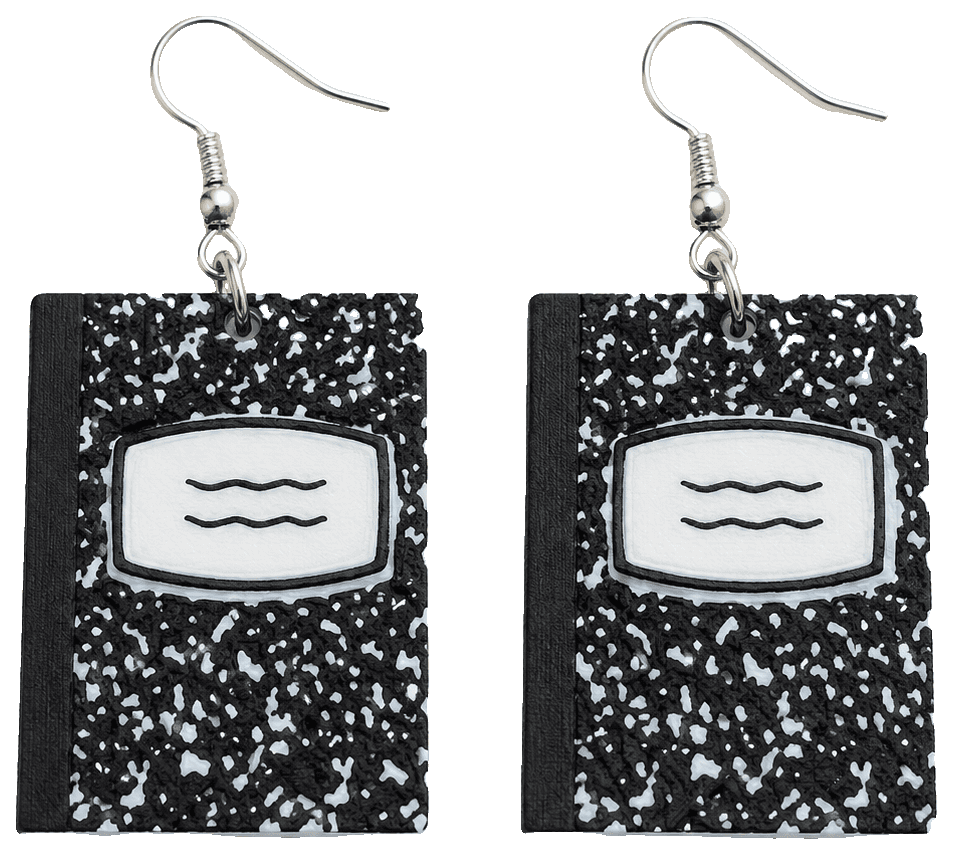 Composition Notebook Earrings Retro Teacher Gift — 3D-printed earrings