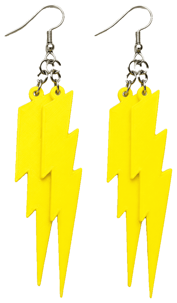 Lightning bolt earring by daultoninw — 3D-printed earrings