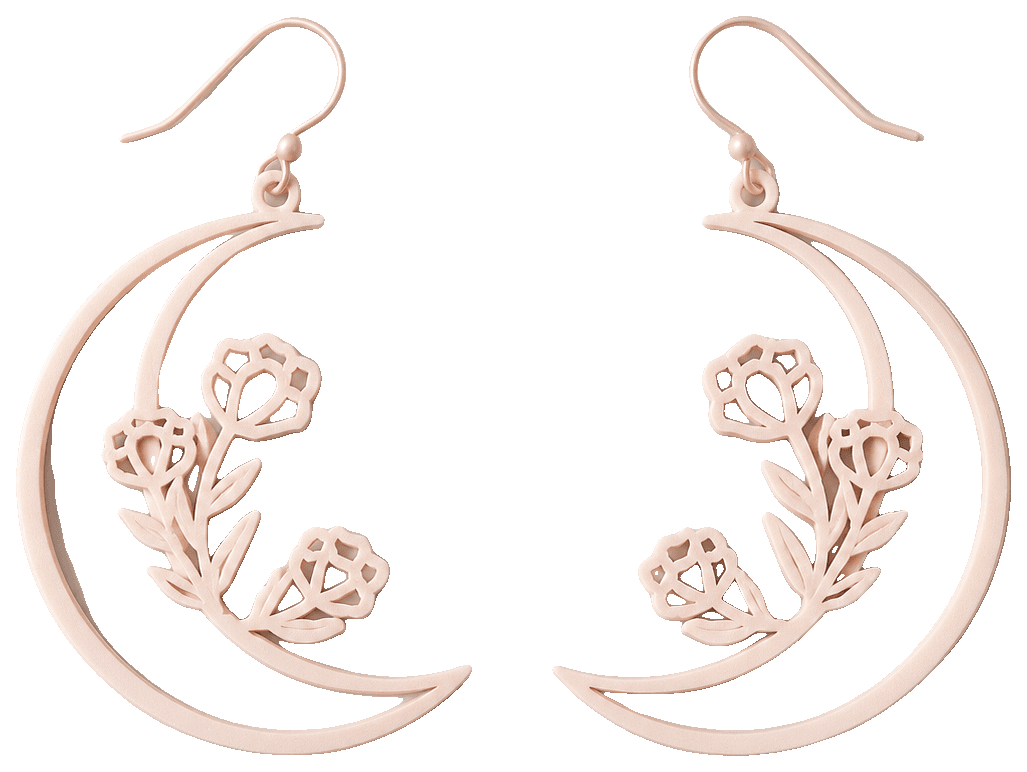 Moon Flower Earrings — 3D-printed earrings
