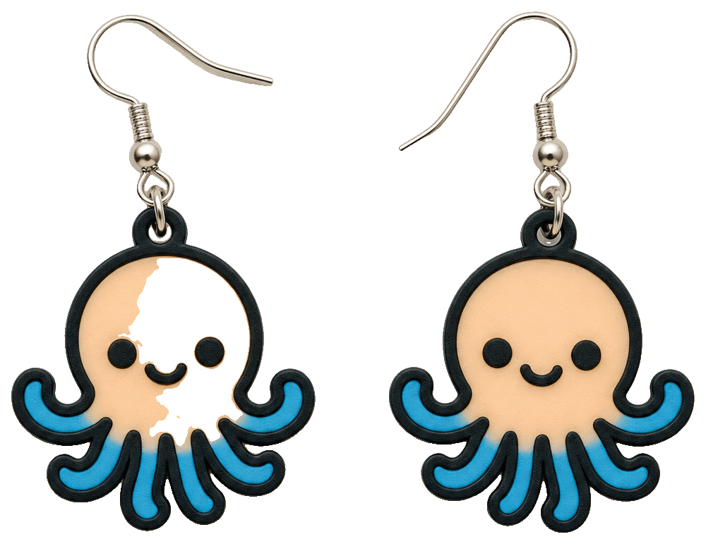 Boucles d’oreilles Pieuvre Kawaii — 3D-printed earrings