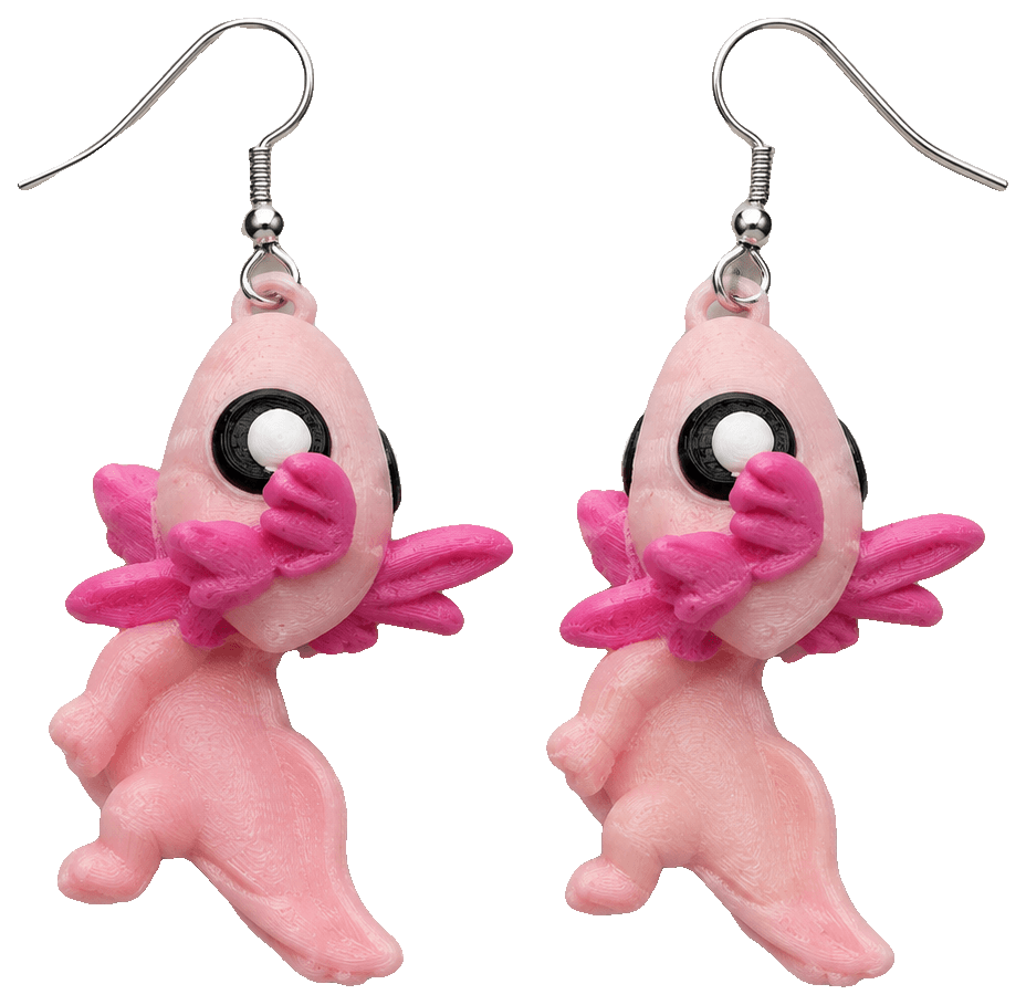 Axolotl Chomper Earrings — 3D-printed earrings