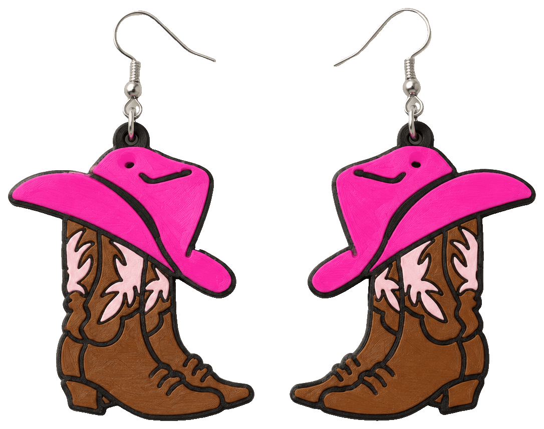 Cowgirl Earrings — 3D-printed earrings