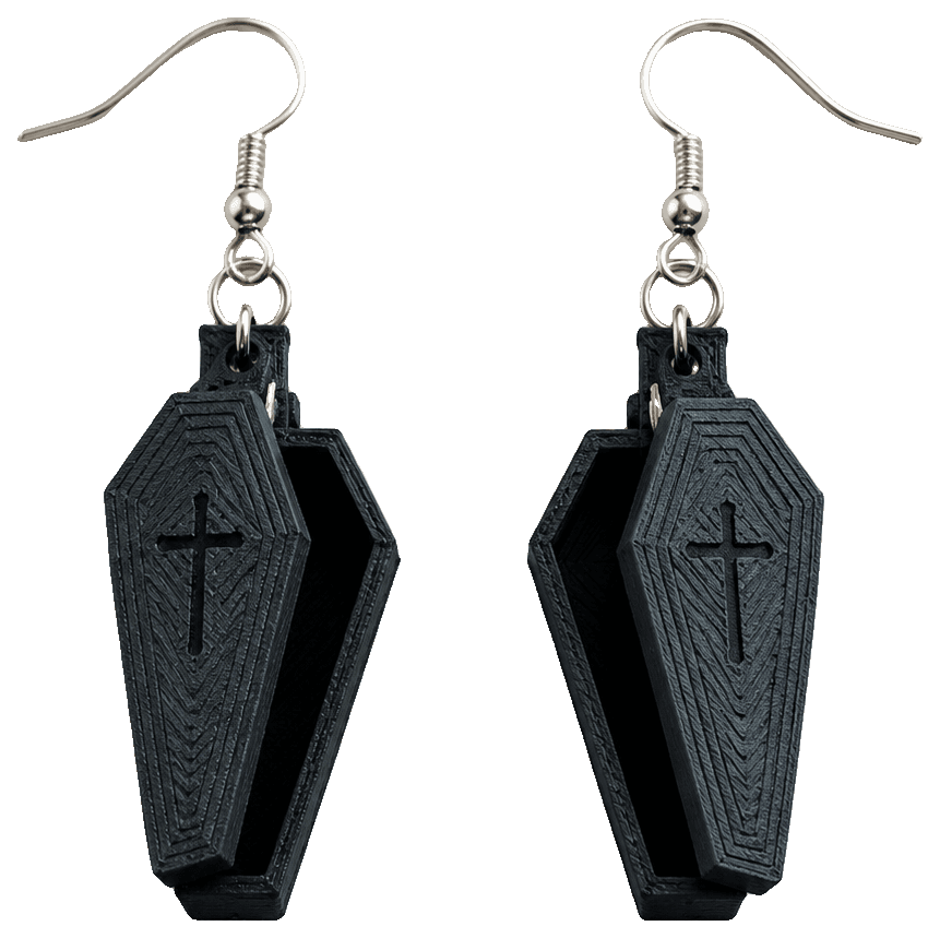 Open Coffin Earrings — 3D-printed earrings