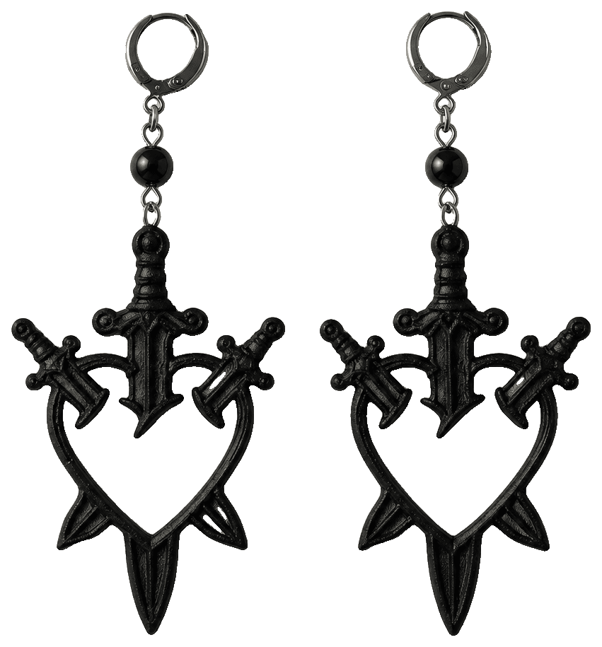 three of swords tarot card earrings — 3D-printed earrings