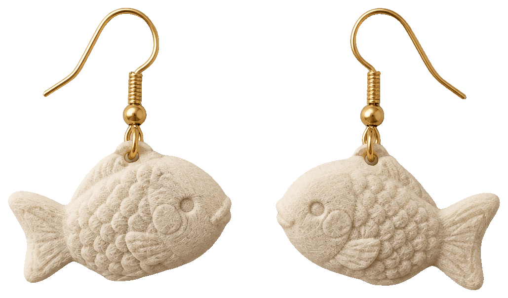 Boucles d'oreilles “Taiyaki” — 3D-printed earrings
