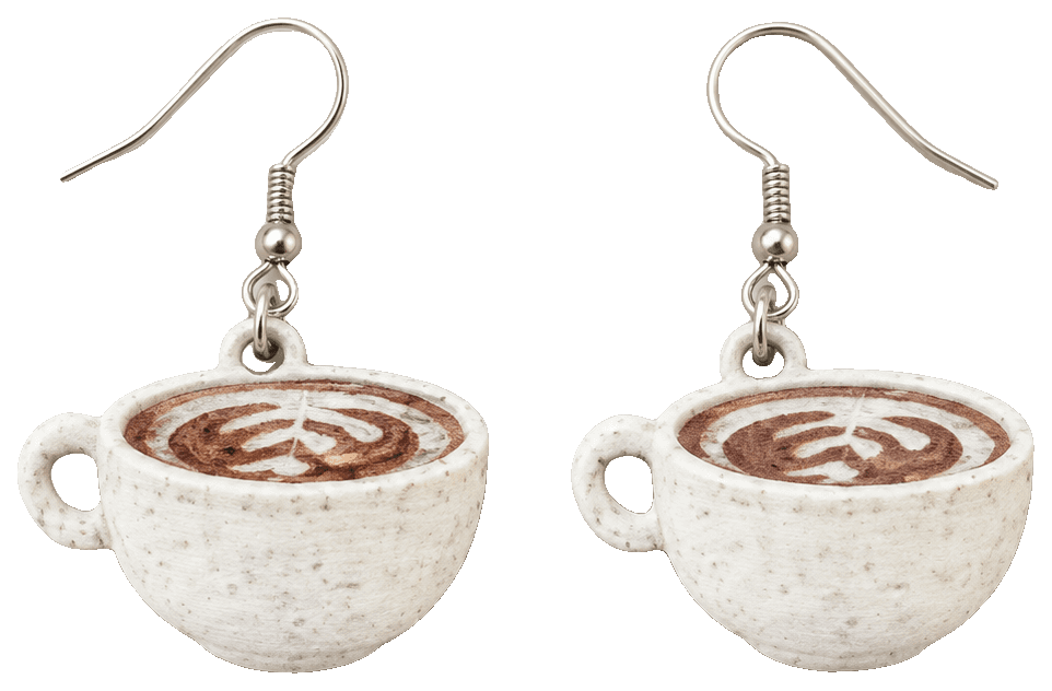 Coffee Cup Earrings (3d) — 3D-printed earrings