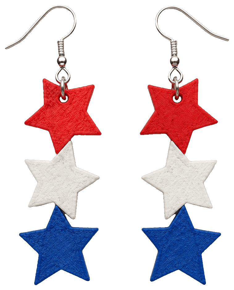 Patriotic Star Earrings — 3D-printed earrings