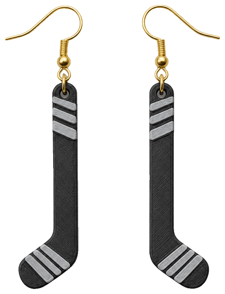 Hockey Stick Earring/Keychain — 3D-printed earrings