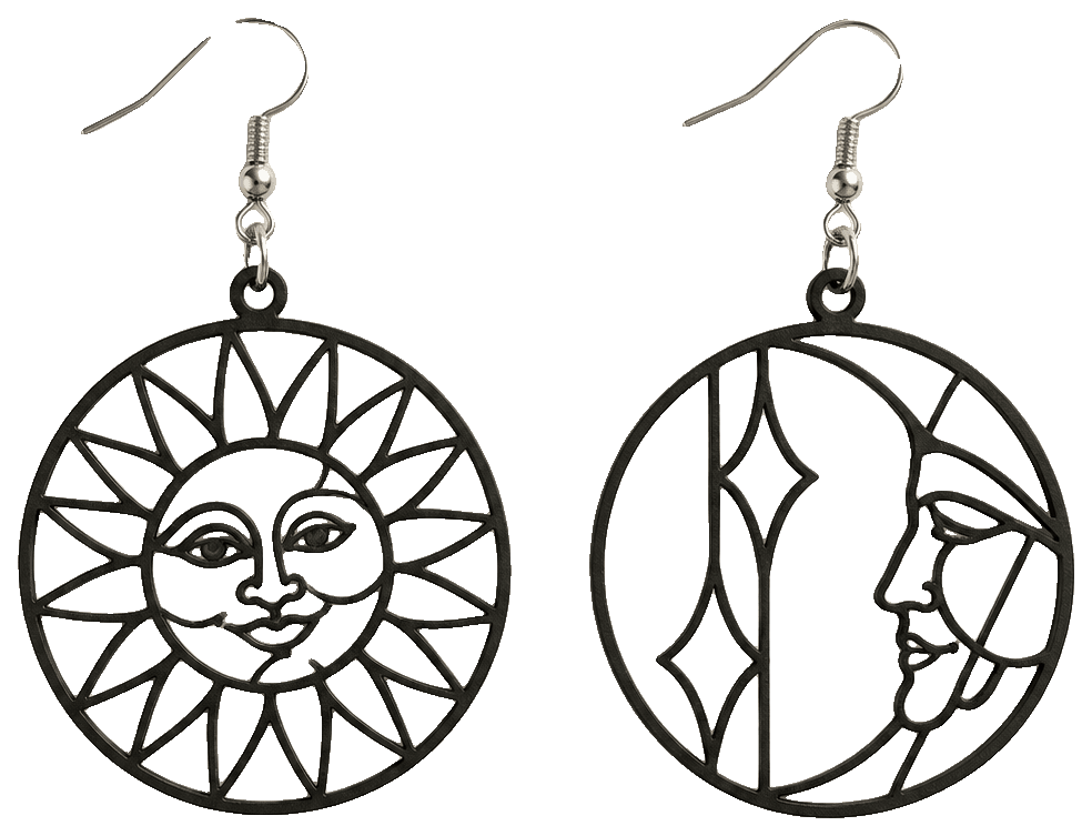 Sun and Moon Celestial Earrings — 3D-printed earrings