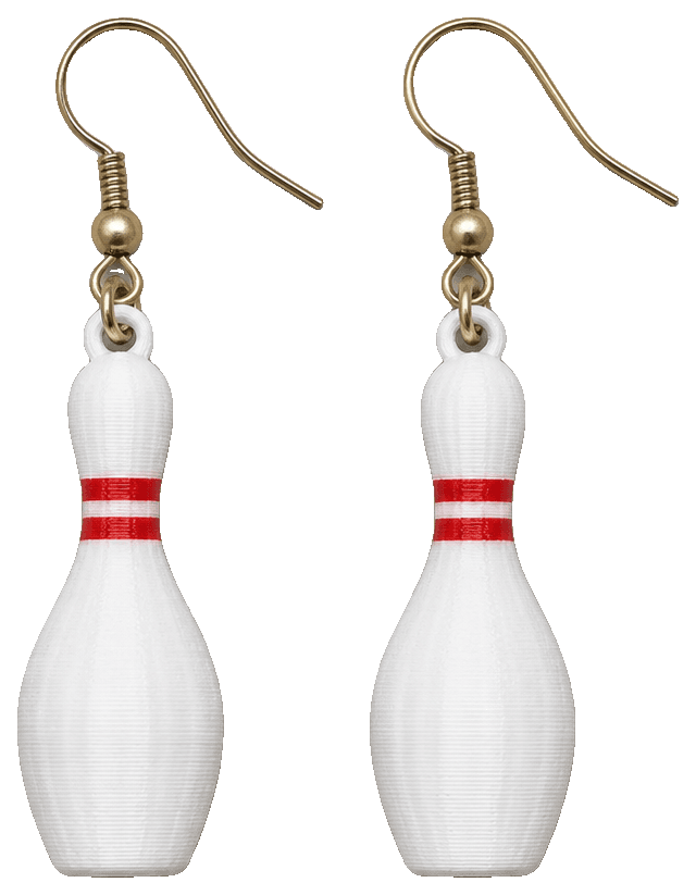 Bowling Pin Earrings! — 3D-printed earrings