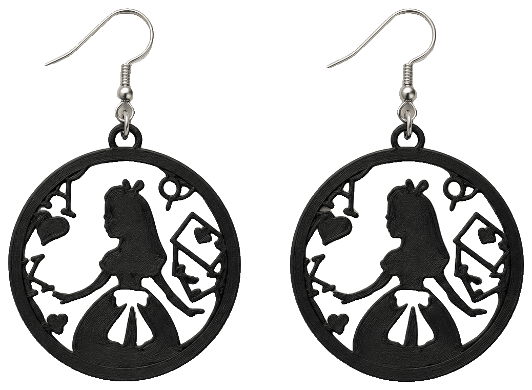 Pendientes Alicia en el país de las maravillas — 3D-printed earrings