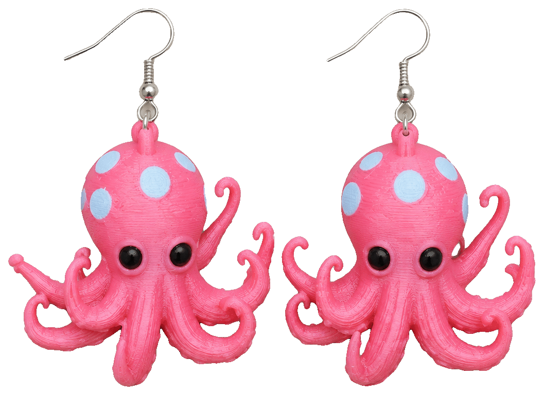 Octopus Earrings — 3D-printed earrings
