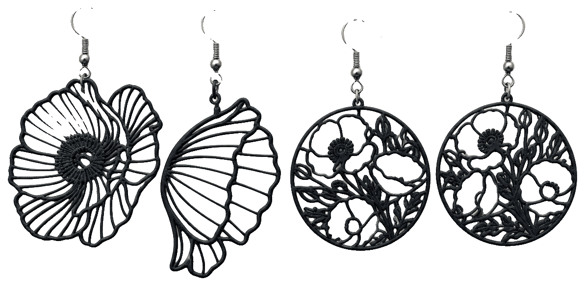 Poppy Filagree Earrings — 3D-printed earrings