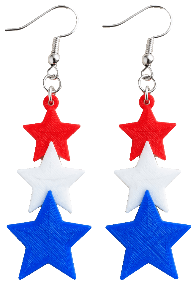 USA Star Dangle Earrings — 3D-printed earrings