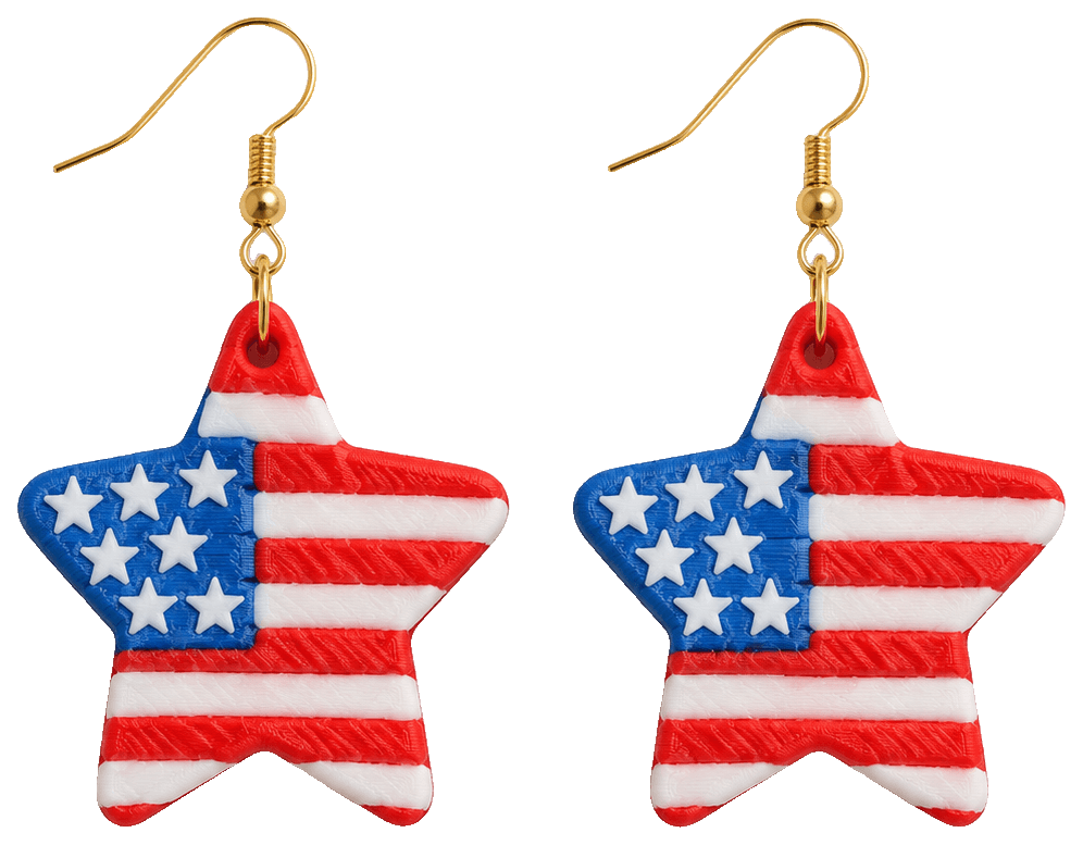 4th of July Earrings — 3D-printed earrings