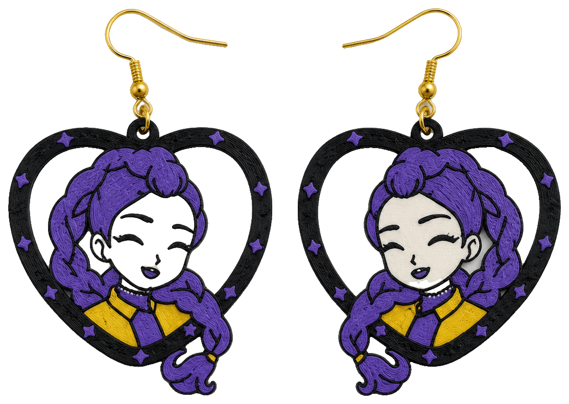 Kpop Demon Hunters Huntrix Rumi Earring Keychain — 3D-printed earrings