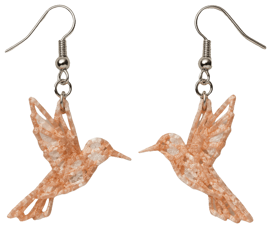 Boucles d'oreilles oiseau colibri — 3D-printed earrings