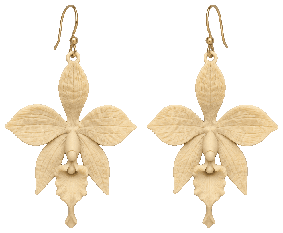Pendientes cataleyas — 3D-printed earrings
