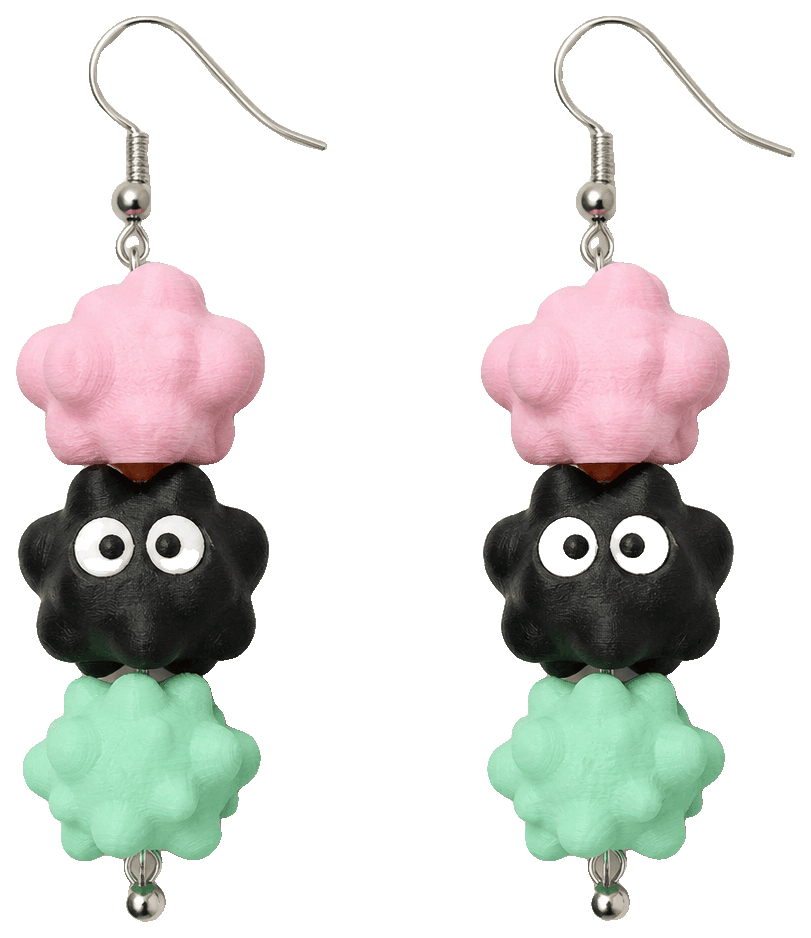 Soot & Konpeito Straw , Earrings, Beads — 3D-printed earrings