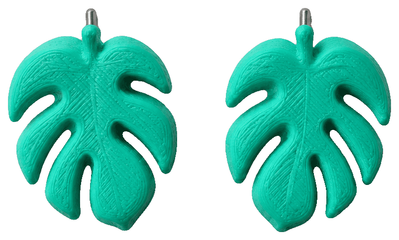 Monstera Leaf Stud Earrings — 3D-printed earrings