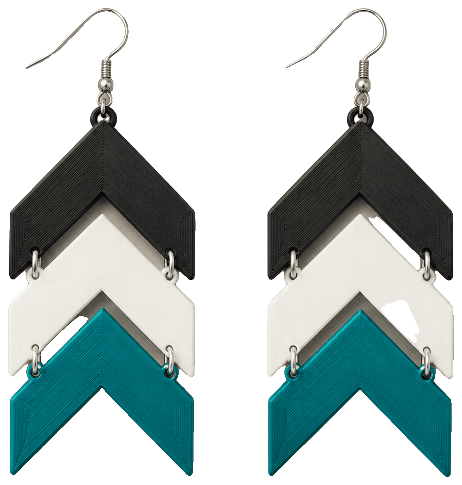 Articulating Chevron Earrings — 3D-printed earrings