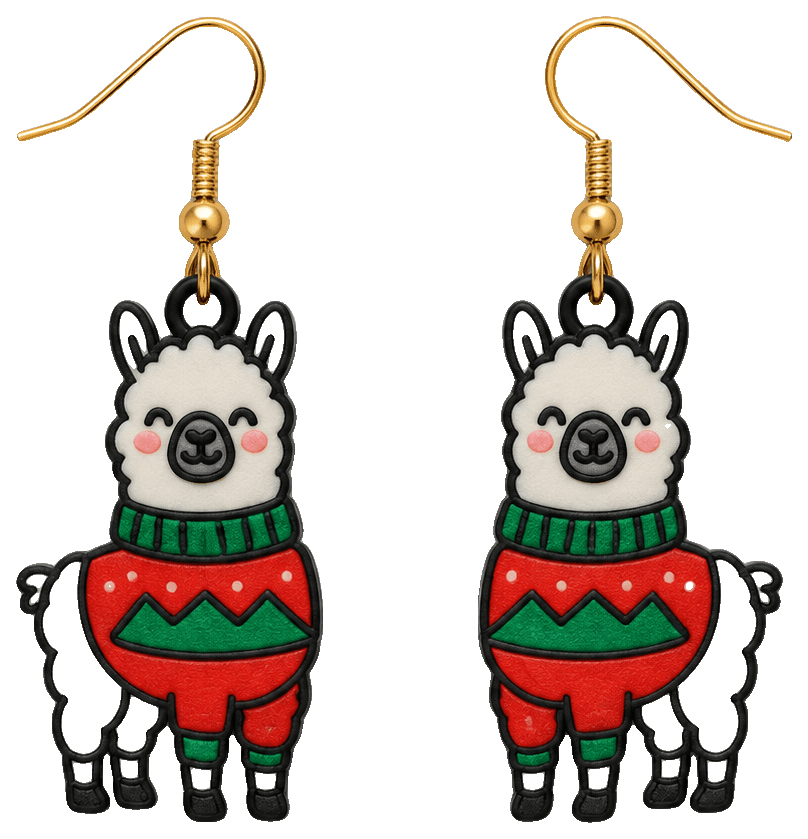 Christmas Llama Earrings by bsheets5353 — 3D-printed earrings