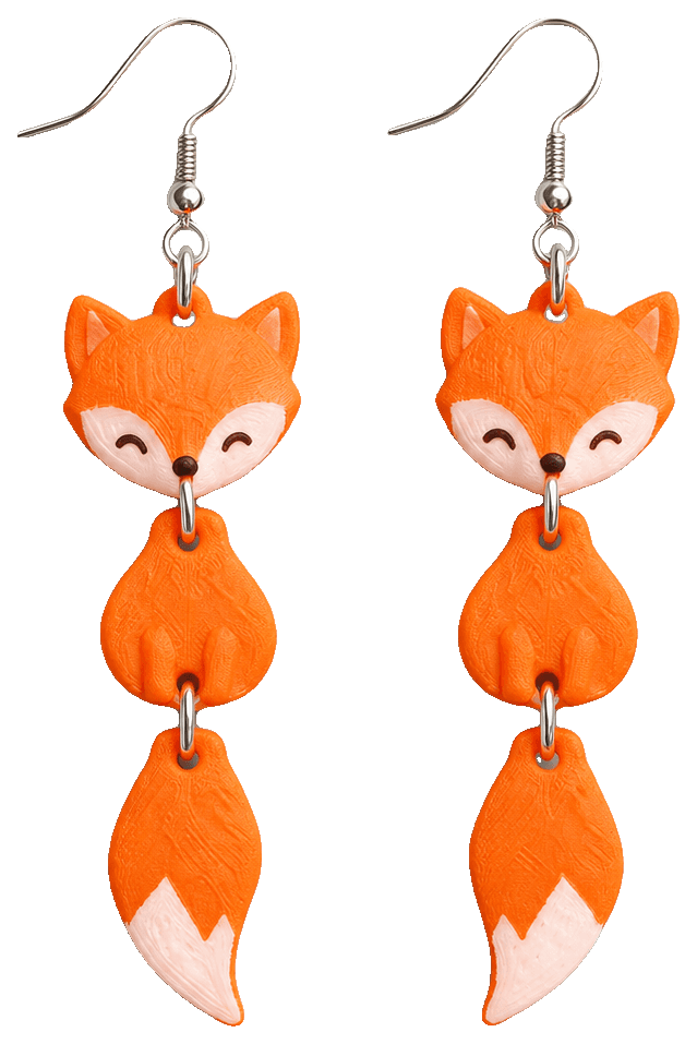Lightweight Fox earrings AMS fast easy print — 3D-printed earrings