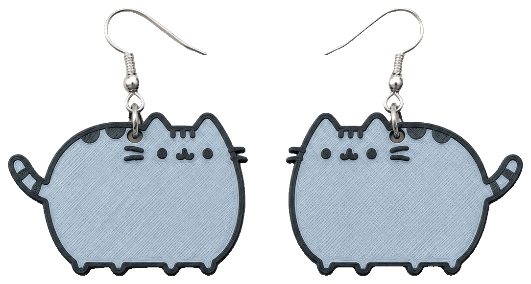 Cute Pusheen Cat Earrings – Kawaii Jewelry — 3D-printed earrings
