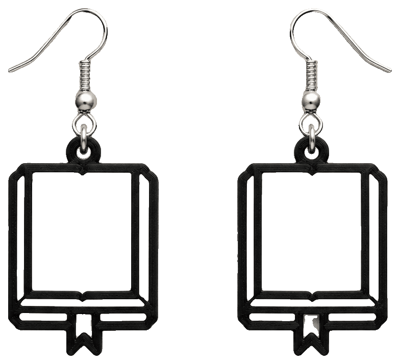 Book earrings by Tinker Together — 3D-printed earrings