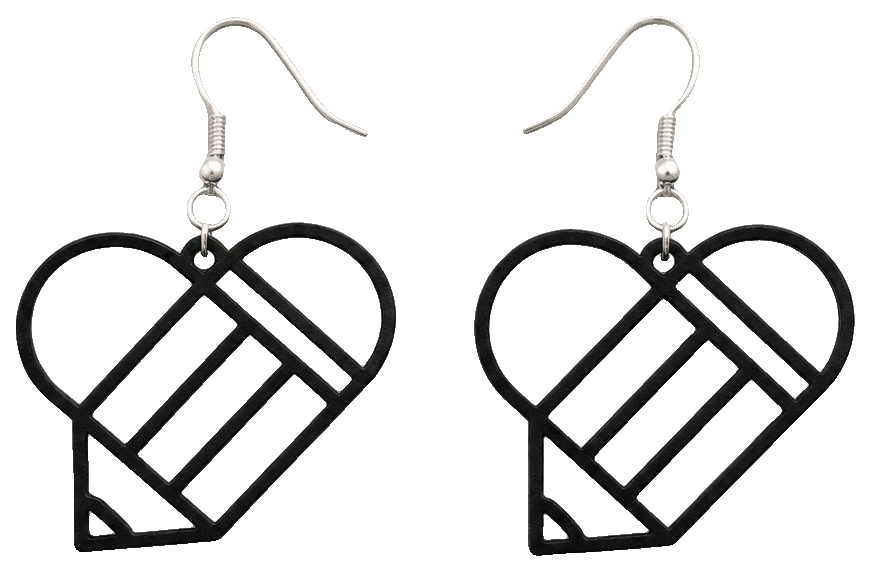 Pencil heart earrings — 3D-printed earrings