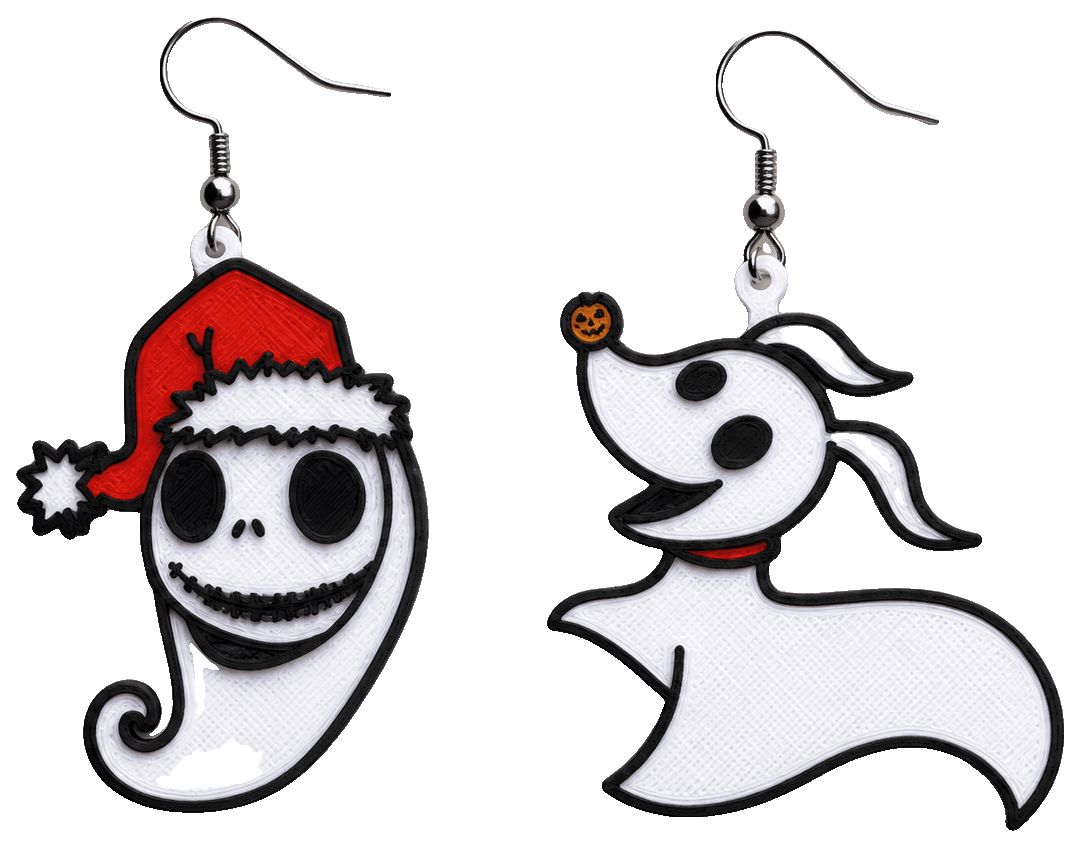 Jack and Zero Earrings — 3D-printed earrings