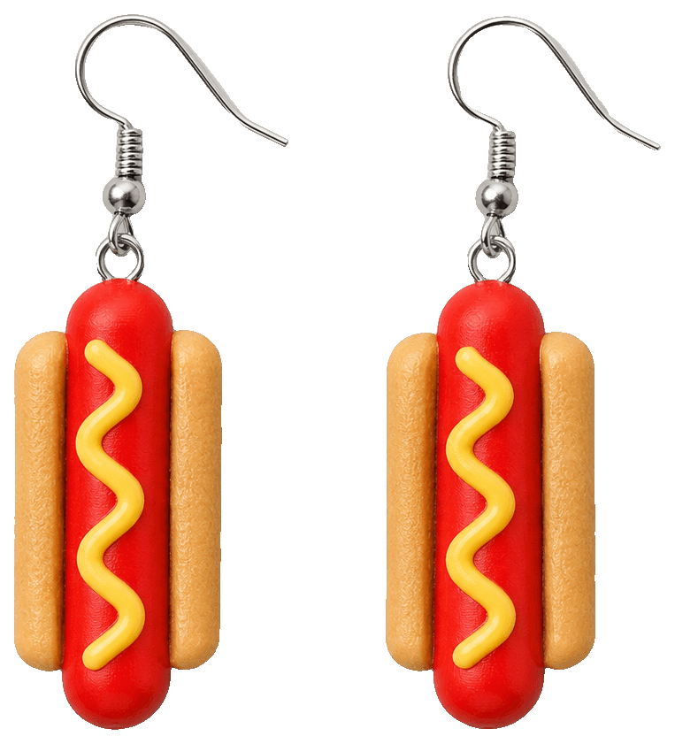 Hot Dog Earrings — 3D-printed earrings