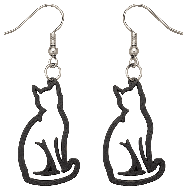Purr-fectly Cat Earrings — 3D-printed earrings
