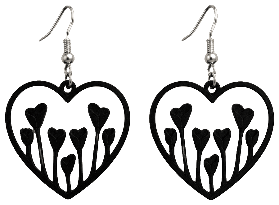 Flower heart earrings — 3D-printed earrings