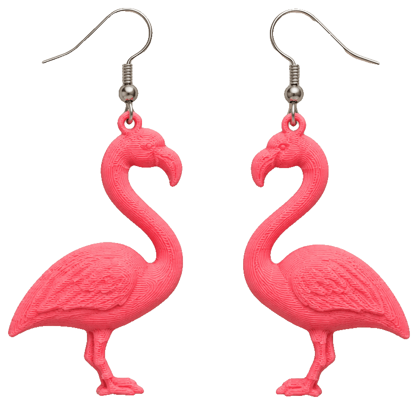 Pink Wader Bird Earrings by L&M Designs — 3D-printed earrings