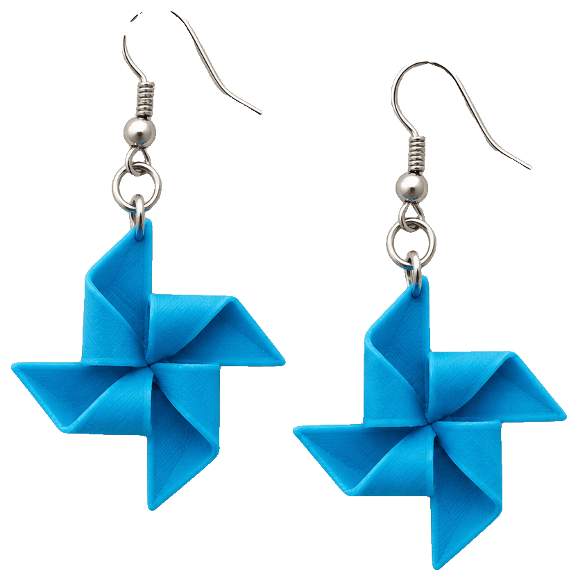 Paper pinwheel - Paper Fold earrings — 3D-printed earrings