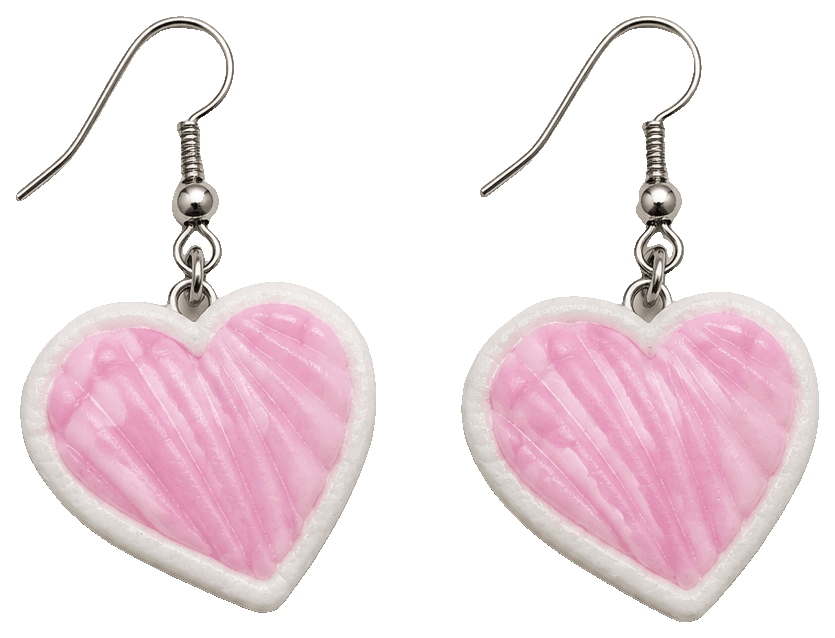 Concha Heart Earrings — 3D-printed earrings