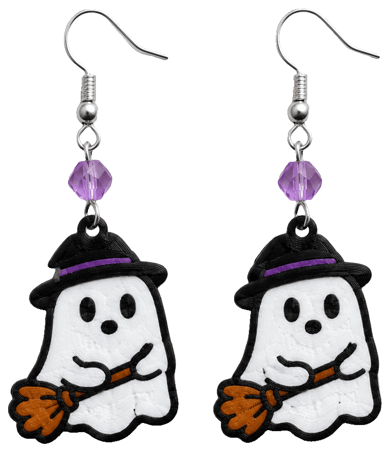 Cute Ghost Halloween Earrings | No AMS Needed — 3D-printed earrings