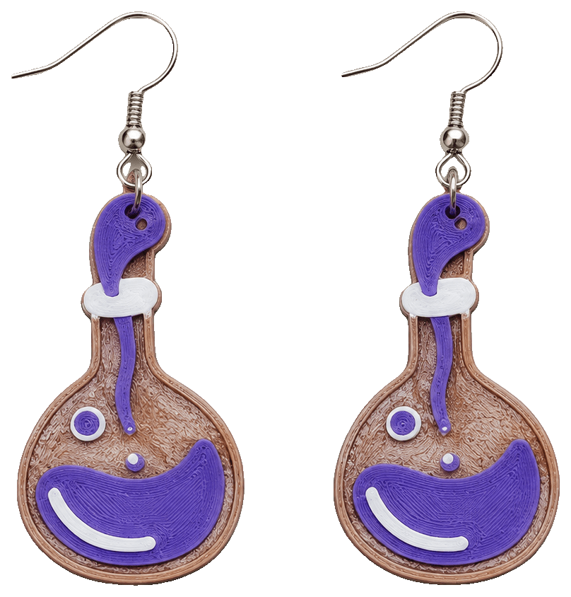 Potion Bottle Earrings, No AMS, Quick Print — 3D-printed earrings