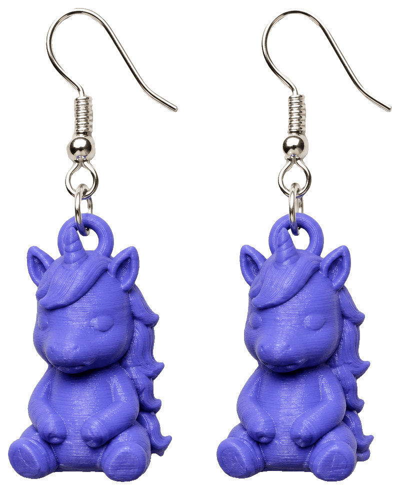 Unicorn Earrings — 3D-printed earrings