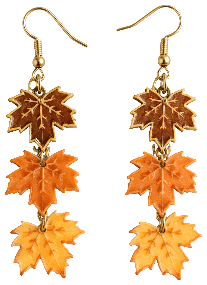 Fall Maple Leaf Stack Earrings — 3D-printed earrings