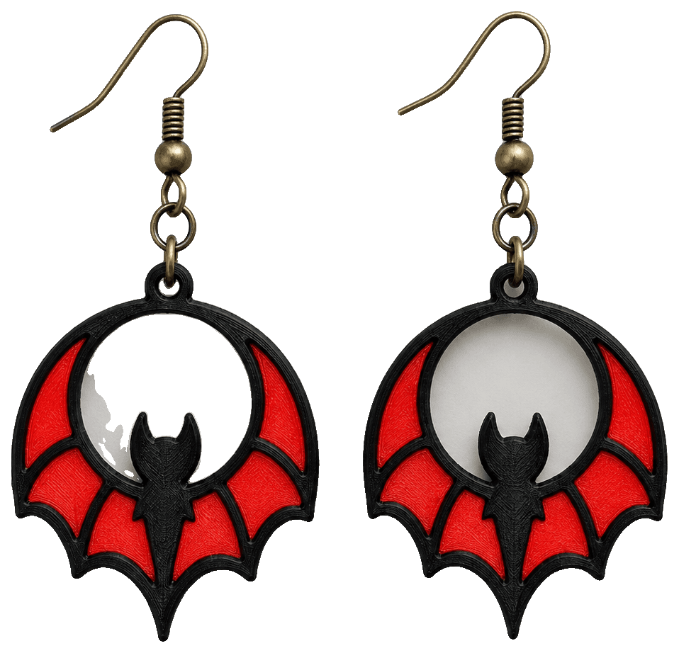 Gothic Bat Earrings — 3D-printed earrings