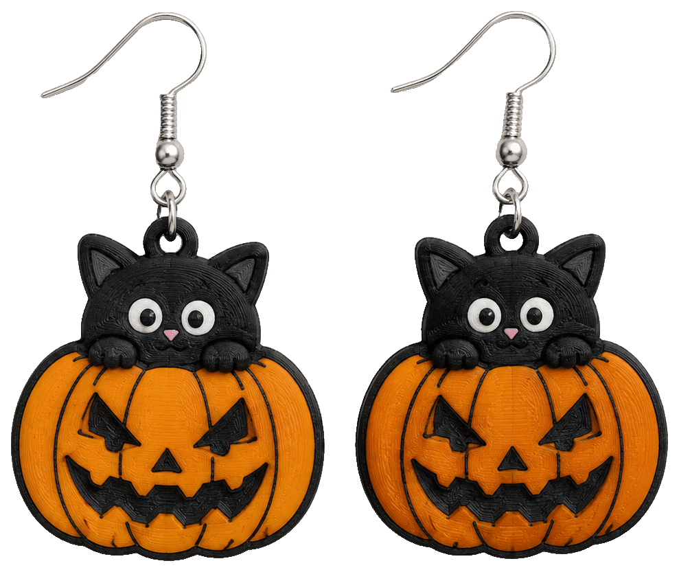 Halloween Earrings & Keyring Set (free commercial) — 3D-printed earrings