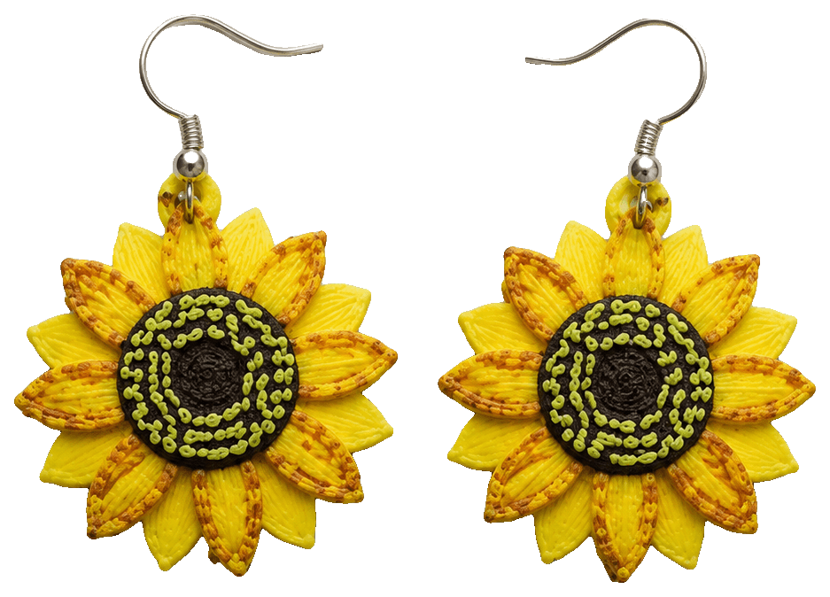 Sunflower Earrings by M&T_Fujawa — 3D-printed earrings