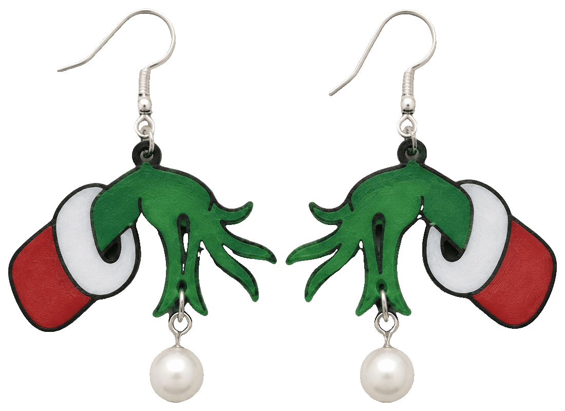 The Grinch Christmas Earrings! | No AMS Needed! — 3D-printed earrings