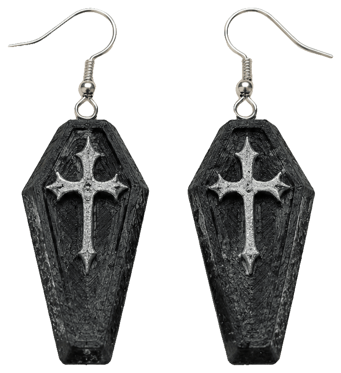 Open Coffin Earrings and Pendant — 3D-printed earrings
