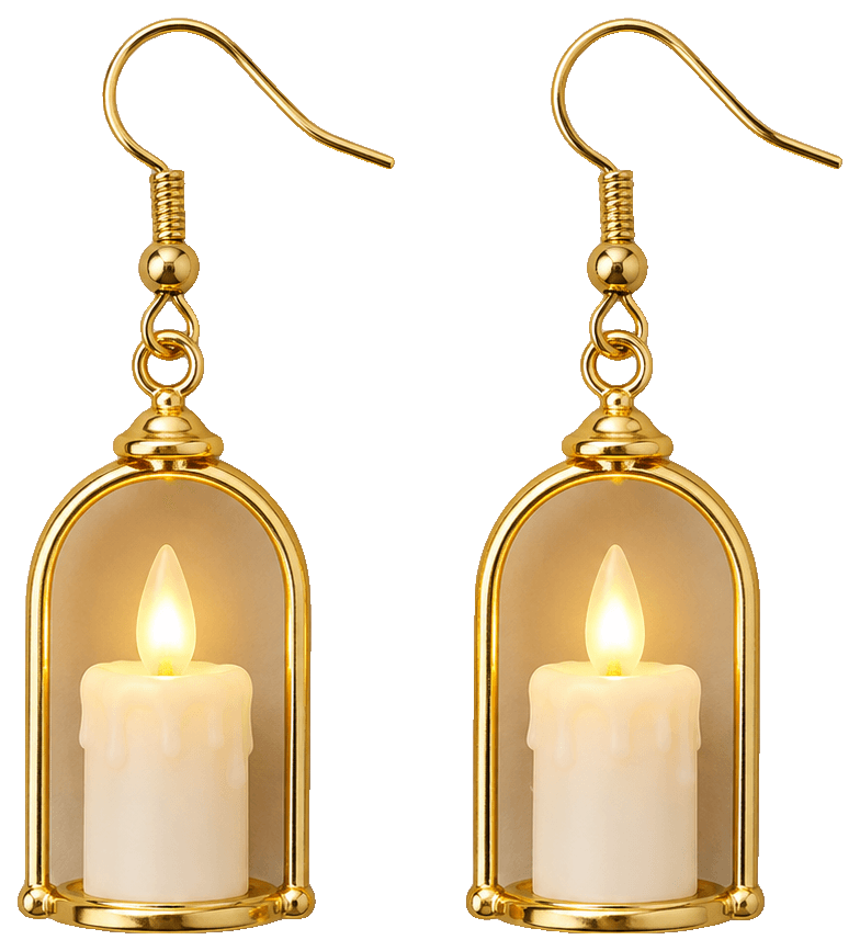 Glowing christmas candle earring with LED — 3D-printed earrings