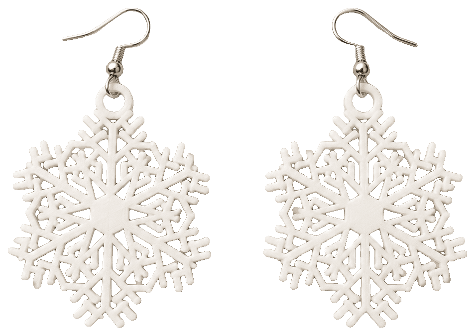Snowflake earrings or Christmas tree decorations — 3D-printed earrings