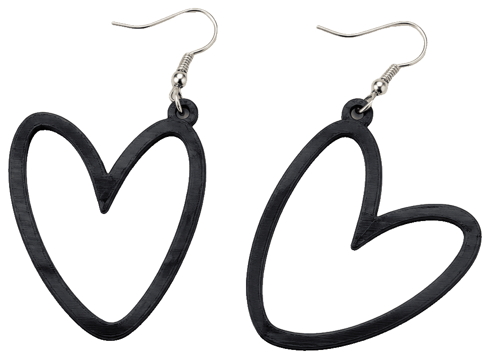 Heart Outline Earrings — 3D-printed earrings