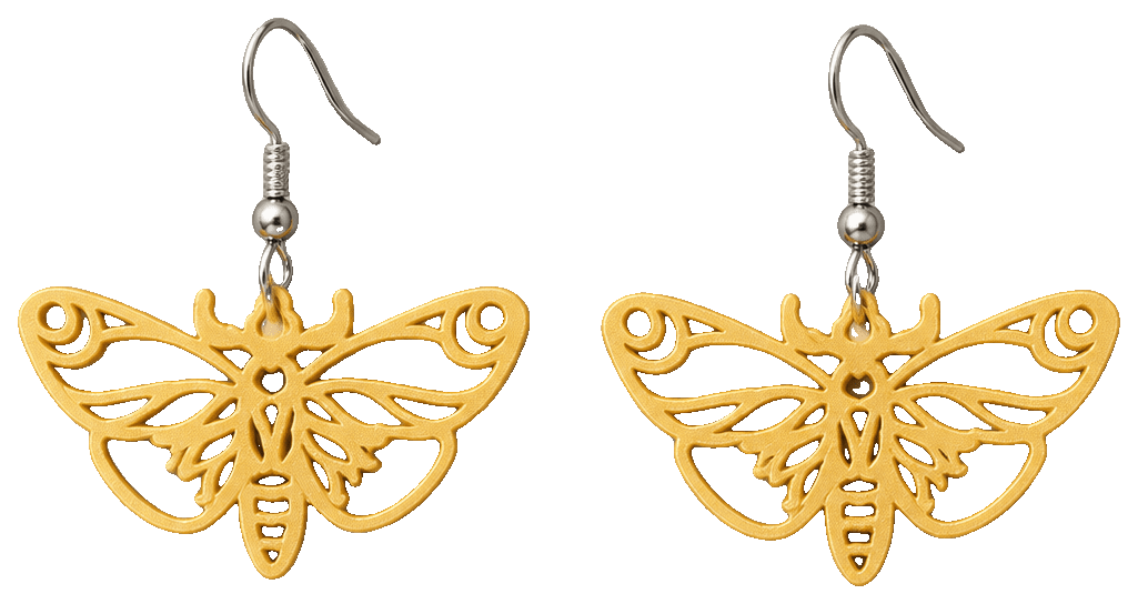 Golden Moth earrings — 3D-printed earrings